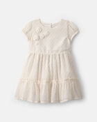 Toddler Girl Swiss Dot Occasion Dress - Cream, image 1 of 4 slides