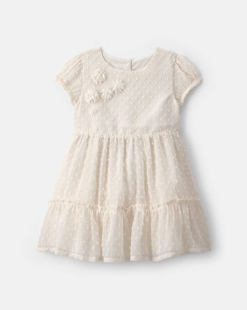Toddler Girl Swiss Dot Occasion Dress - Cream, 