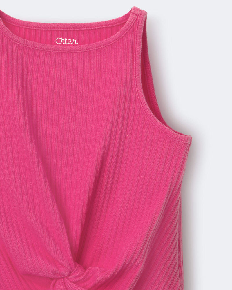 Toddler Girl Tie-Front Ribbed Tank - Hot Pink, image 5 of 5 slides
