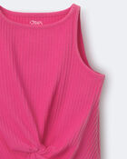 Toddler Girl Tie-Front Ribbed Tank - Hot Pink, image 5 of 5 slides