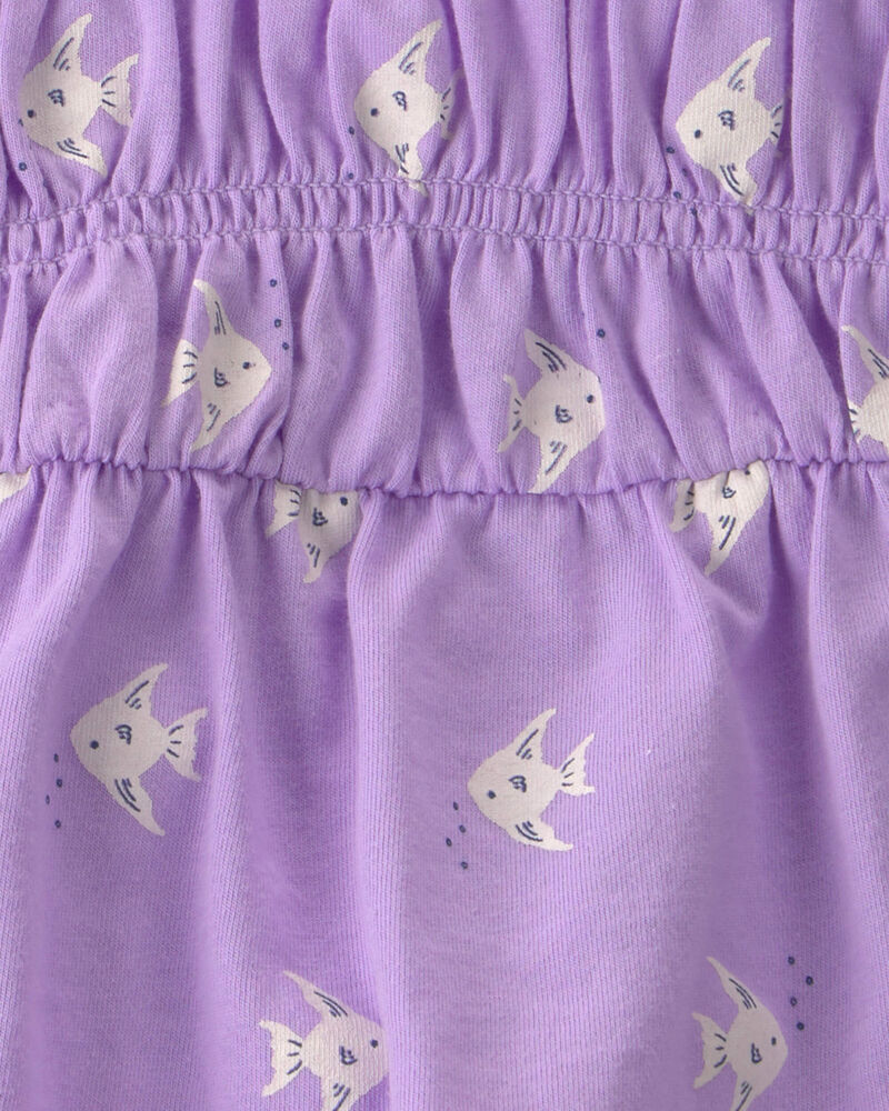 B&eacute;b&eacute; fille - Ensemble 3 pi&egrave;ces haut &agrave; motif poisson et short - Mauve, image 2 sur 2 diapositives