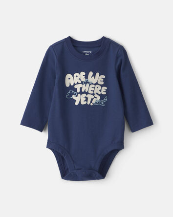 Baby Boy 'Are We There Yet?' Long-Sleeve Graphic Bodysuit - Navy Blue, 