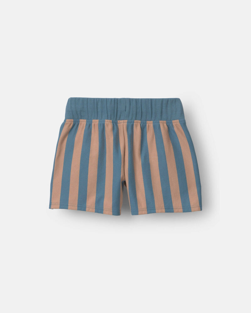 Toddler Boy Long-Line Short in Stripes - Slate/Brown, image 5 of 6 slides