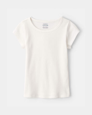 Girls Rib Top - White , 