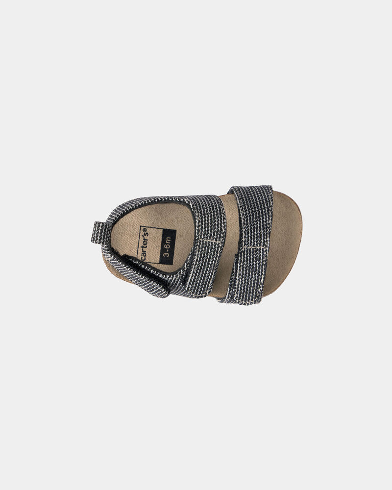 Baby Boy Striped Sandals - Black, image 4 of 6 slides