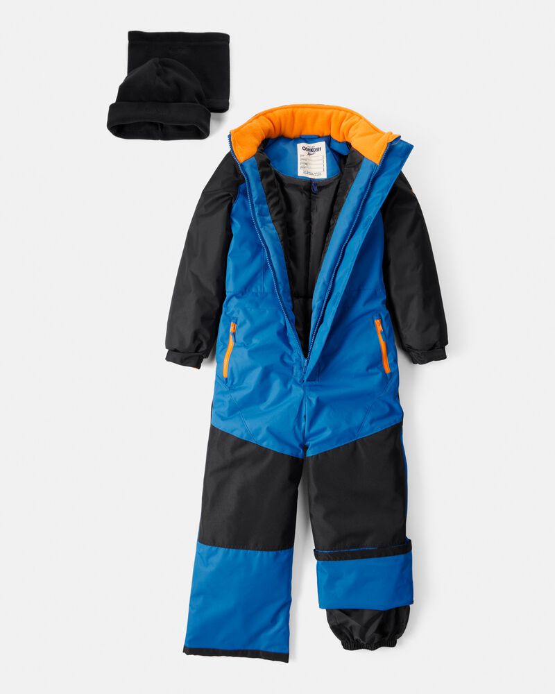 Kid Boy 1-Piece Taslan Snowsuit - Blue, image 3 of 5 slides