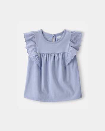 Tout-petit fille - Haut &agrave; manches ajour&eacute;es &ndash; Bleu, 