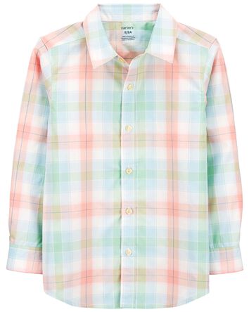 Plaid Button-Front Shirt, 