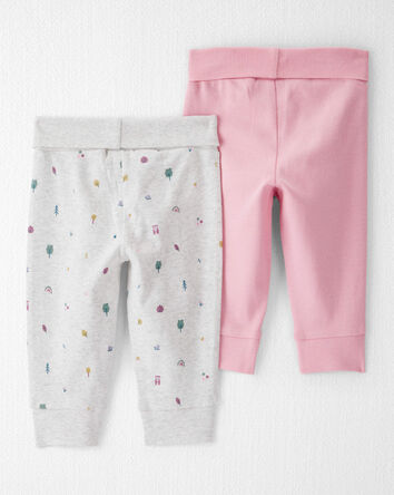 Baby Girl 2-Pack Organic Growth-With-Me Joggers, 