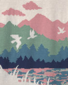 Toddler Girl Duck Landscape Sweater - Cream/Green, image 2 of 4 slides