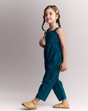 Toddler Girl Pleated Wide-Leg Overalls - Teal, 