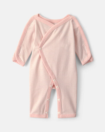 Baby Girl Striped 100% Cotton Sleeper - Pink, 