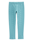 Girls Metallic Heart Cozy Fleece Leggings, image 1 of 5 slides