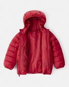 Toddler Hooded Puffer Jacket - Red, image 2 of 4 slides