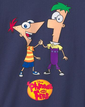Jeune - T-shirt &agrave; imprim&eacute; Phineas et Ferb - Bleu marine, 