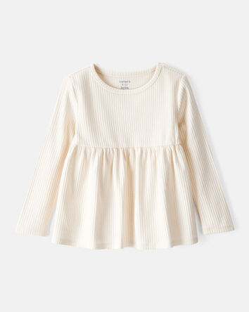 Tout-petit fille - Haut à basque avec manches longues – Blanc, 