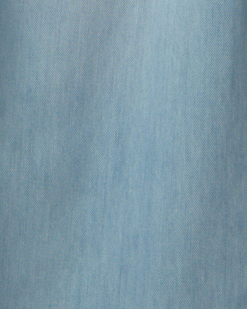 Girls Denim Short-Sleeve Jumpsuit - Light Wash, image 3 of 4 slides