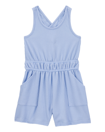 Kid Ribbed Textured Romper - Blue, 
