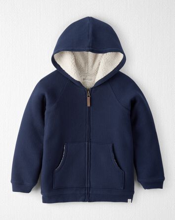 Boys Waffle Knit Hooded Jacket Made with Organic Cotton, 
