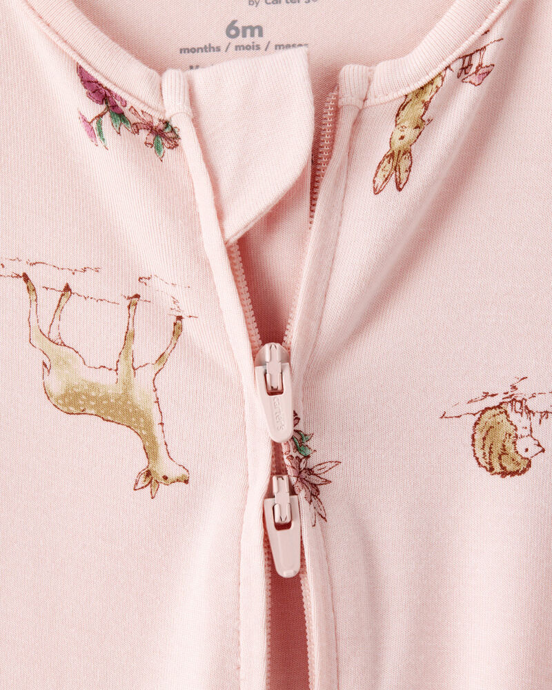 Baby Girl Deer & Floral Print PurelySoft Sleeper - Pink, image 5 of 8 slides