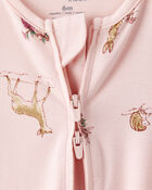 Baby Girl Deer & Floral Print PurelySoft Sleeper - Pink, image 5 of 8 slides