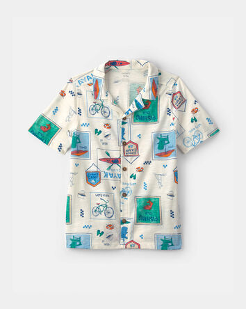 Boys Camp Short-Sleeve Button-Down Shirt - Cream, 