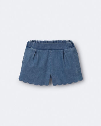 Toddler Girl Scalloped Short in Denim, 