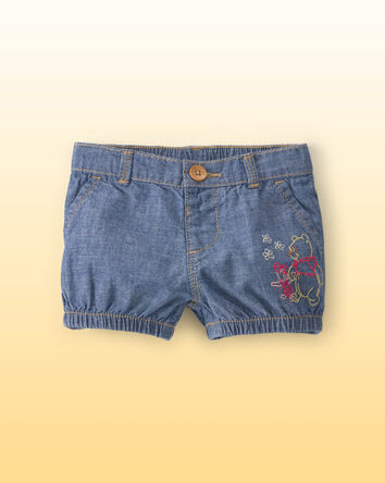 B&eacute;b&eacute; fille - Short bouffant en chambray brod&eacute; Winnie l&rsquo;Ourson de Disney&reg; - D&eacute;lav&eacute; moyen, 