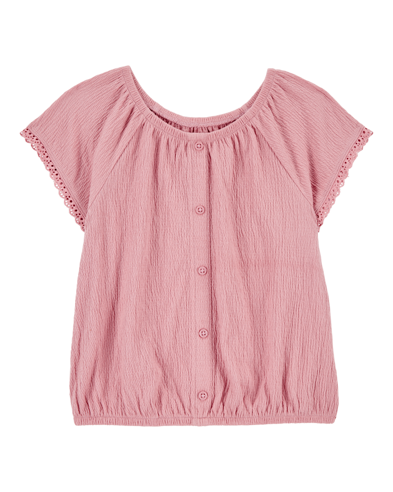 Kid Solid Short-Sleeve Fashion Top - Pink, image 1 of 3 slides