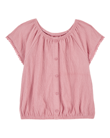 Kid Solid Short-Sleeve Fashion Top - Pink, 