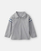 Boys Long-Sleeve Quarter-Zip Polo Shirt - Gray, image 1 of 3 slides