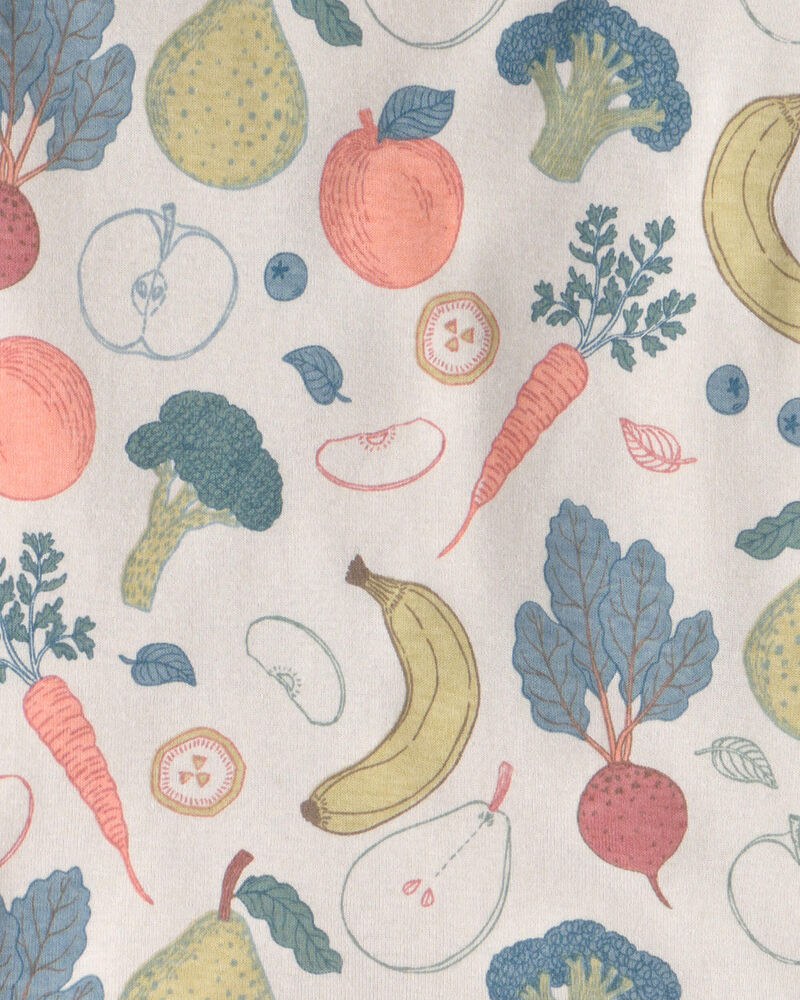 Jeune - Ensemble 2 pi&egrave;ces pyjama en coton biologique imprim&eacute; fruits et l&eacute;gumes, image 3 sur 3 diapositives