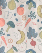 Jeune - Ensemble 2 pi&egrave;ces pyjama en coton biologique imprim&eacute; fruits et l&eacute;gumes, image 3 sur 3 diapositives