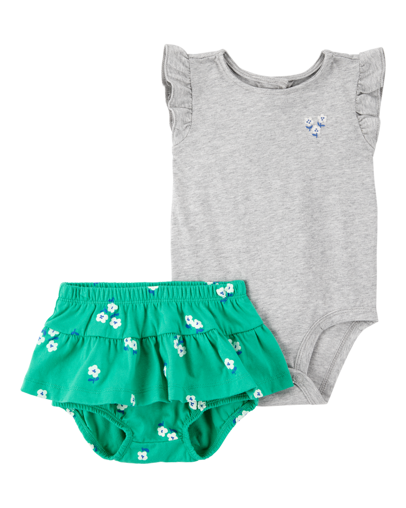 Baby 2-Piece Floral Bodysuit Pant Set, image 1 of 5 slides