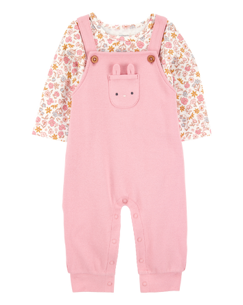 Bébé Ensemble 2 pièces t-shirt fleuri à manches longues et salopette , 