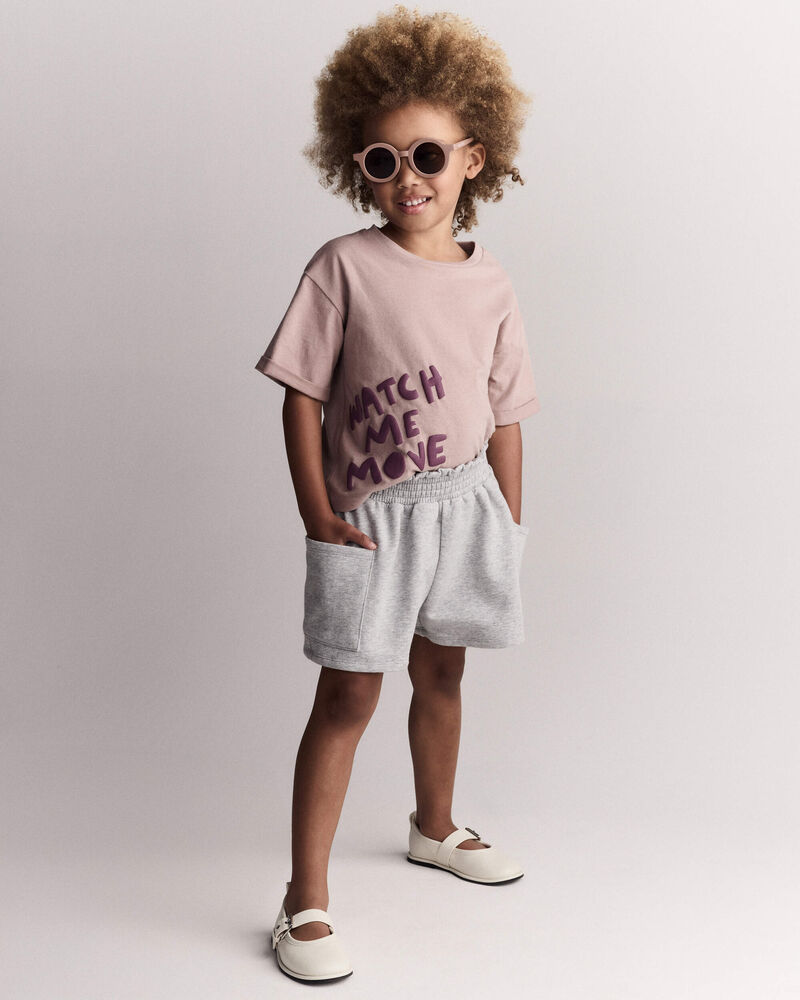 Toddler Girl Fleece Swing Shorts with Pockets &ndash; Heathered Grey, image 3 of 7 slides