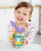 Zoo Stainless Steel Little Kid Straw Bottle, image 5 of 7 slides