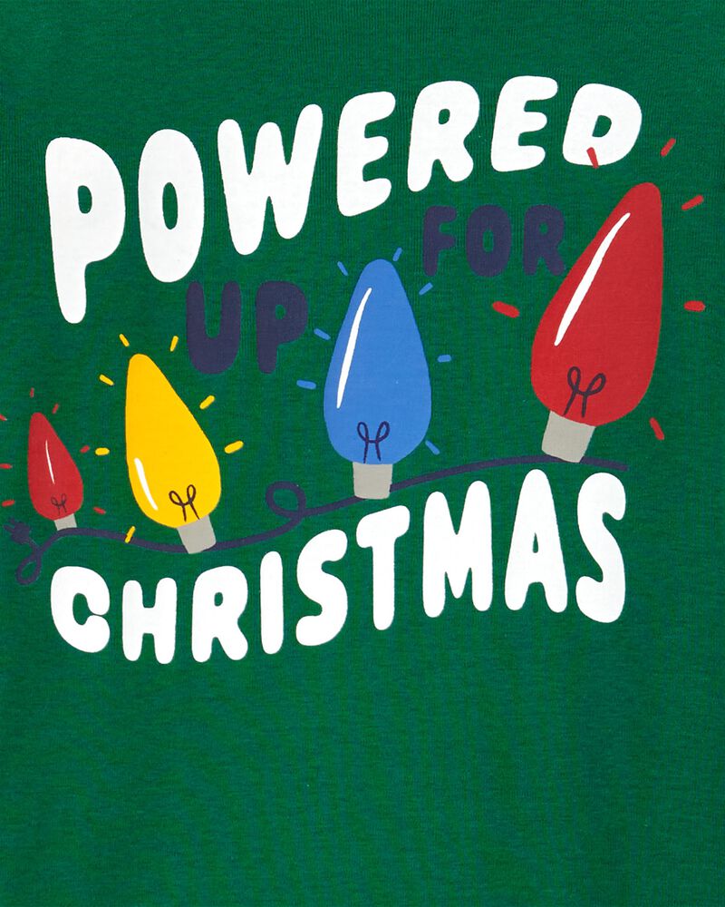 Kid 2-Piece Christmas Lights Cotton & Velboa Pyjamas, image 2 of 3 slides
