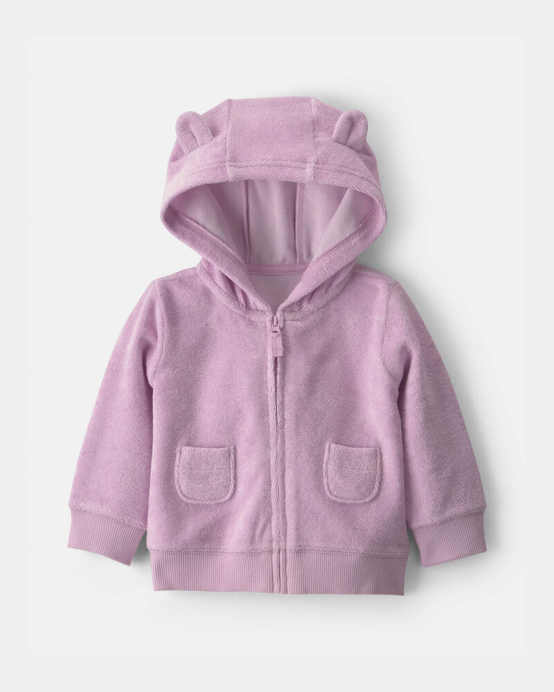 B&eacute;b&eacute; fille - Ensemble 3 pi&egrave;ces &agrave; superposer en tissu &eacute;ponge &agrave; motif ourson - Mauve, image 2 sur 4 diapositives