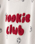 Baby 'Rookie Club' French Terry Jumpsuit - Cream, image 2 of 4 slides