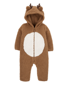 Baby Reindeer Hooded Sherpa Jumpsuit, image 1 of 3 slides