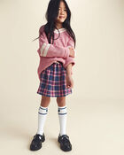 Girls 2-Piece Varsity Sweater - Pink/Cream, image 2 of 5 slides