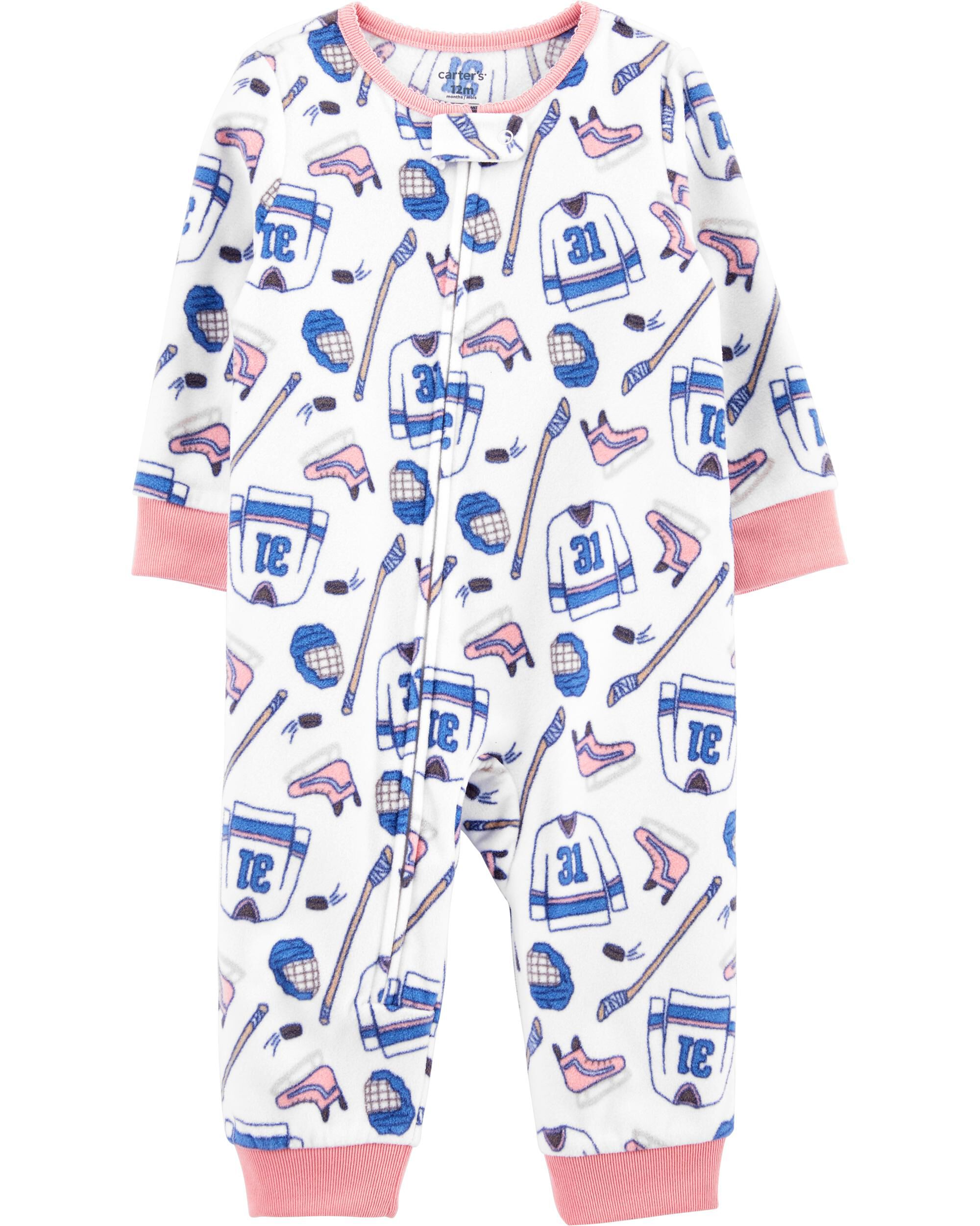 Baby 1 Piece Hockey Fleece Footless Pyjamas