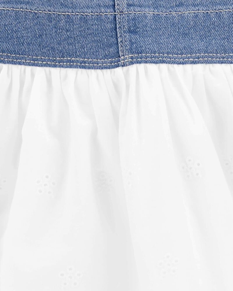 Toute-petit fille - Robe chasuble en denim ajour&eacute;, image 3 sur 3 diapositives