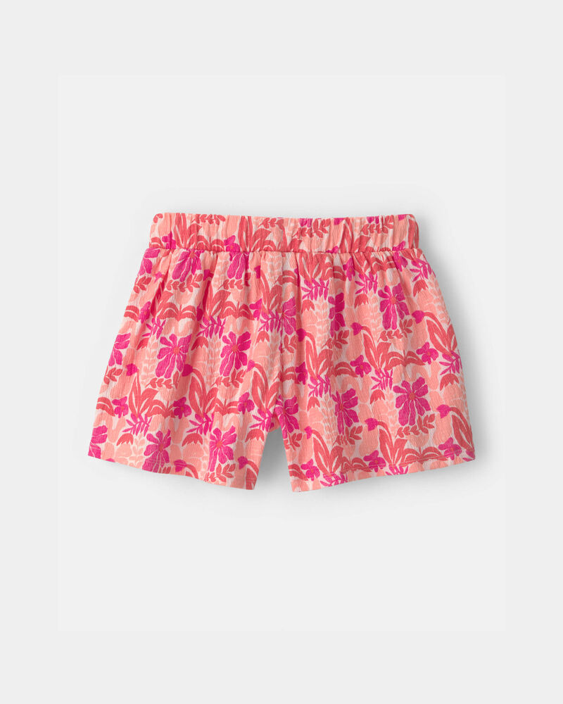 Girls Tropical Floral Gauze Shorts - Pink, image 2 of 4 slides