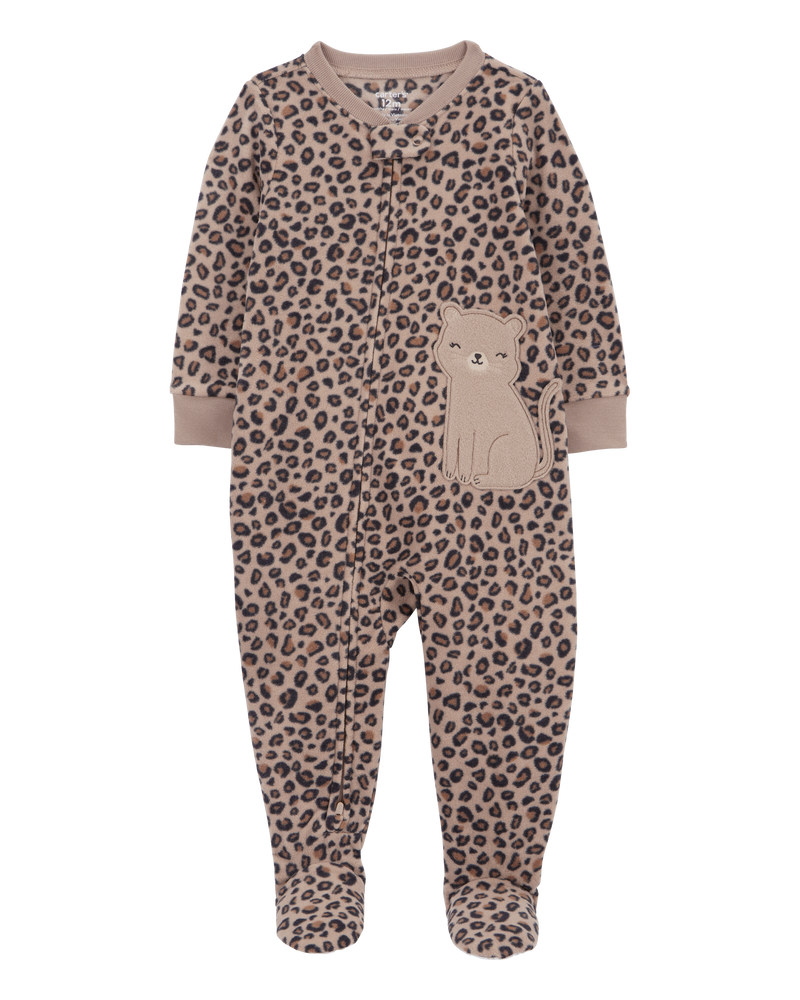 Baby Girls Baby 1 Piece Leopard Fleece Footie Pyjamas 12M Carter s