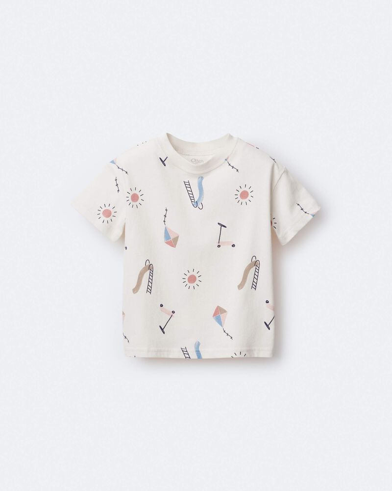 Toddler Short-Sleeve Relaxed Graphic Tee in Park Day Print - Cream, image 5 of 6 slides