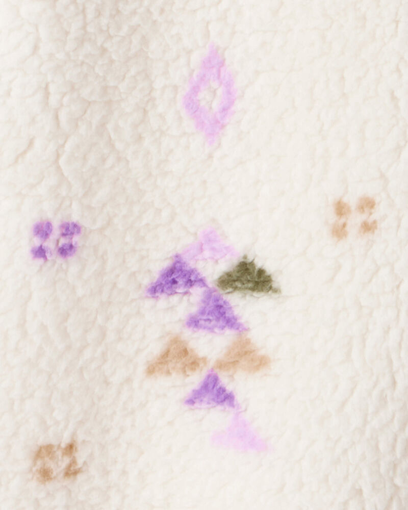 Baby Girl Aztec Print Sherpa Long-Sleeve Jumpsuit - Cream, image 2 of 3 slides