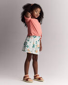 Tout-petit fille - Short ample &agrave; poches &agrave; imprim&eacute; floral - Vert clair, image 5 sur 7 diapositives