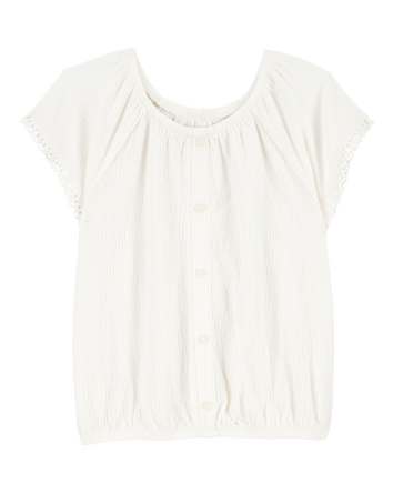 Kid Solid Short-Sleeve Fashion Top - Cream, 